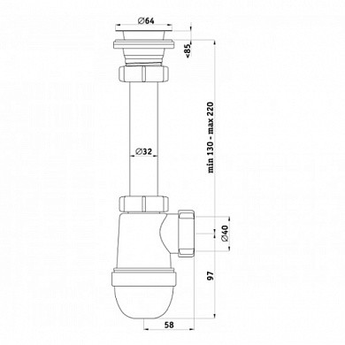 С1000/S1000 Сифон А 1 1/4"40 С1000/S1000 Сифон А 1 1/4"40